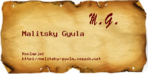 Malitsky Gyula névjegykártya